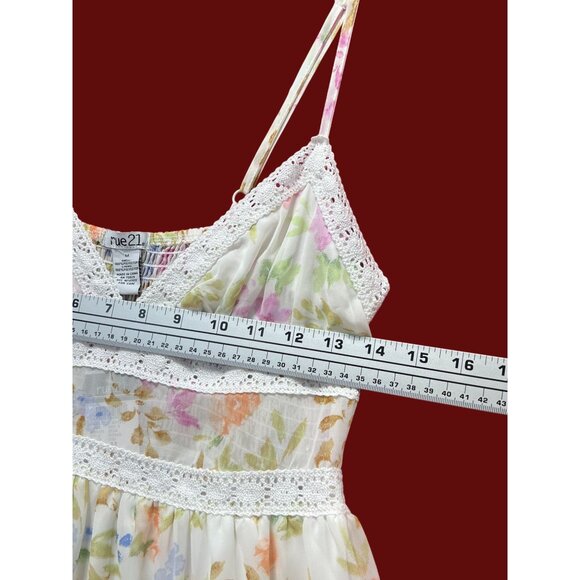 Rue 21 - Women's Summer Sleeveless High Low Hem Ruffle Floral Dress - White - M - Picture 3 of 16